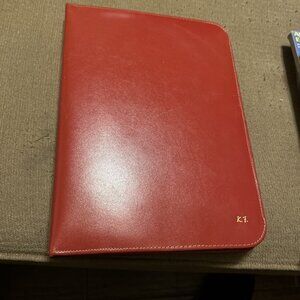 Zippered Red Leather Portfolio Bill Address Letter Organizer Interview Planner